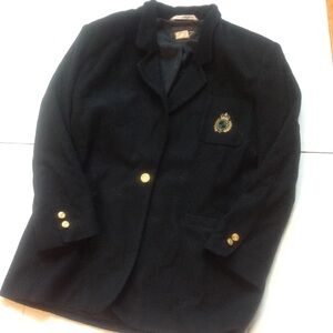 Vintage Harris Wallace Black Wool Blazer Crest